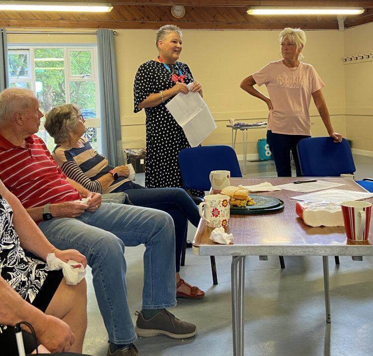 Claire talking to the group in Basingstoke