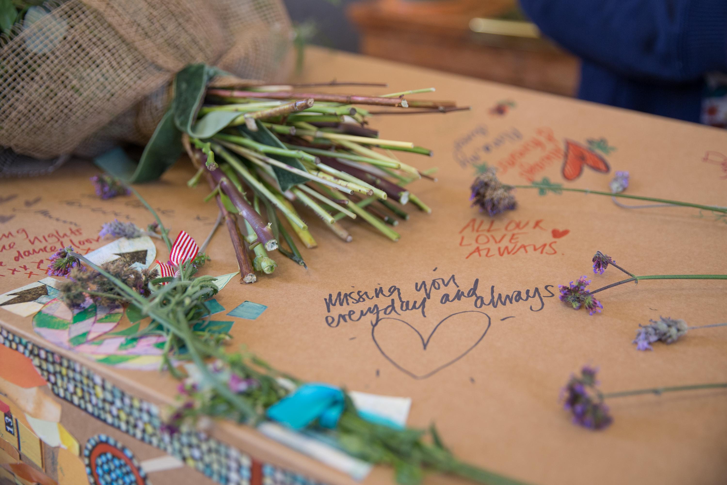 memorial flowers and messages