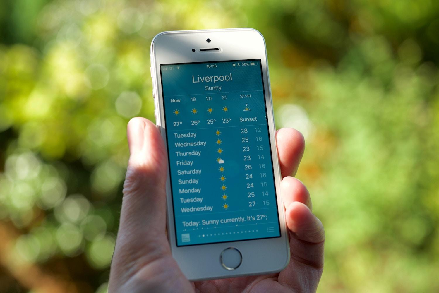 iphone showing summer temps in liverpool