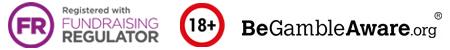 Logo for BeGambleAware.org and another showing that the Stroke Association are registered with the Fundraising Regulator
