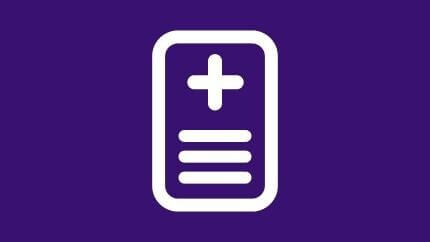 Purple medical record icon
