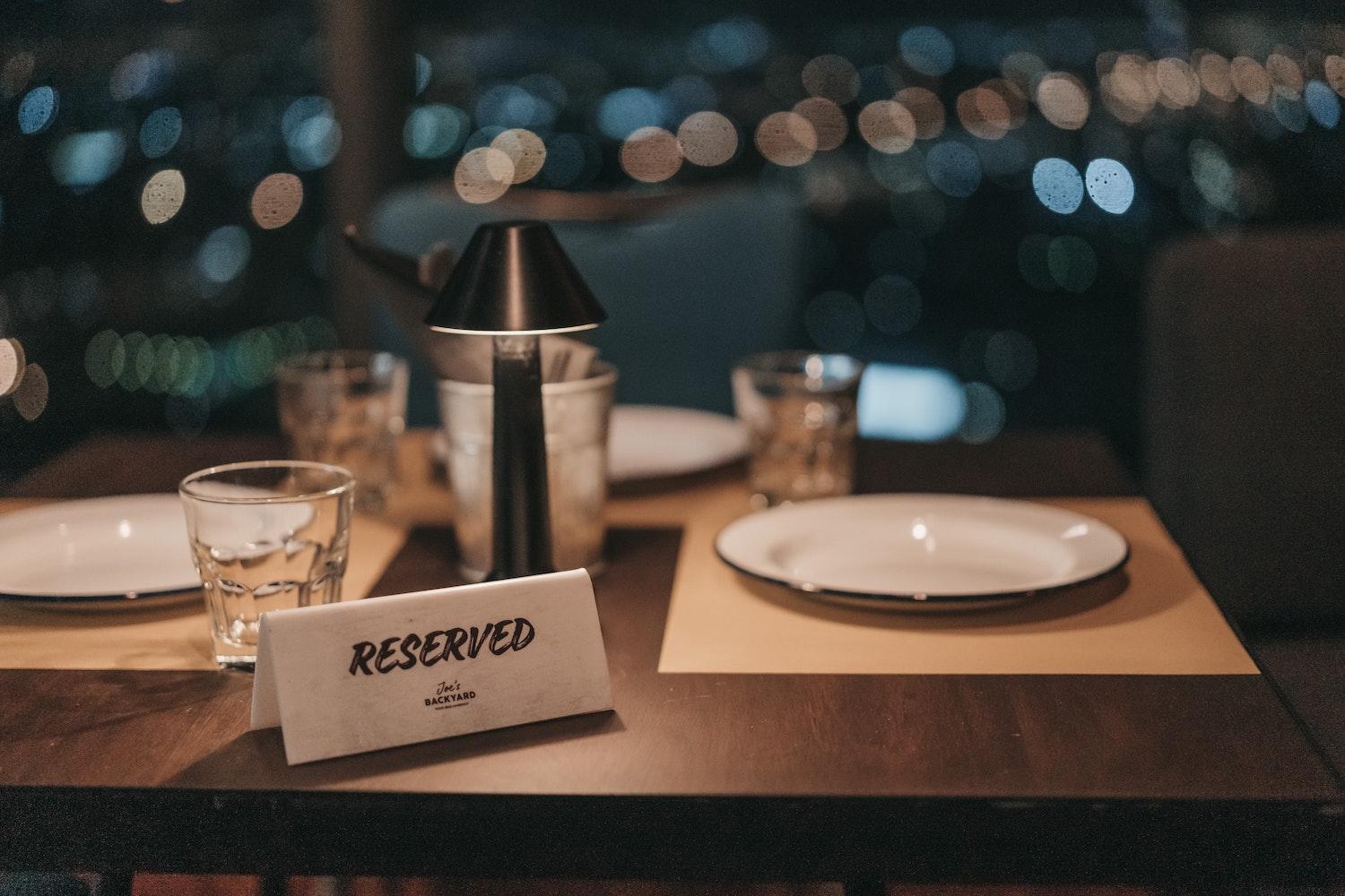 Image of restaurant table reserved for two