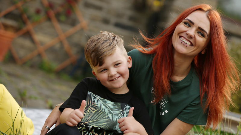 Stroke survivor Sebastian with mum