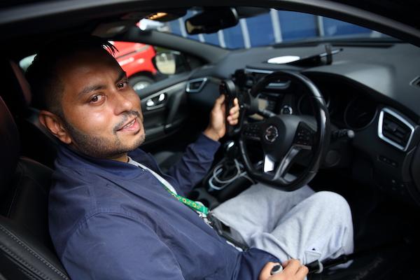 Marwar, a stroke survivor, behind the wheel of a car