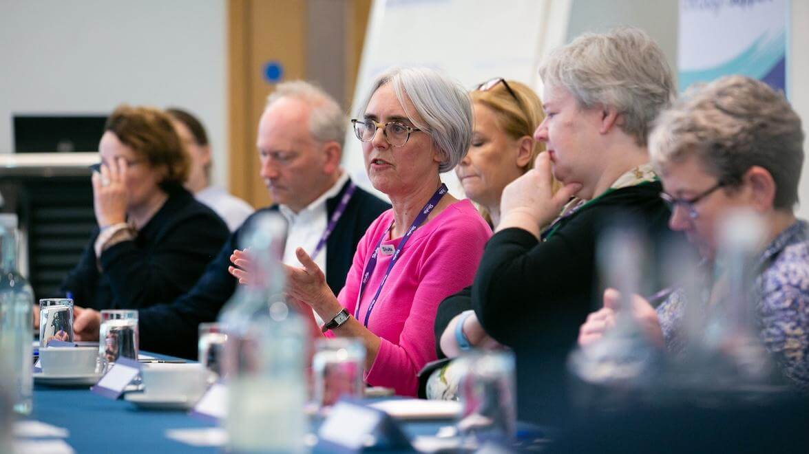 Juliet Bouverie at a roundtable discussion