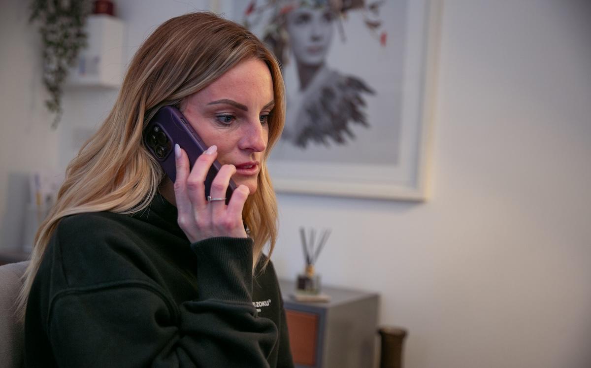 Liane, the mum of a stroke survivor, on the phone