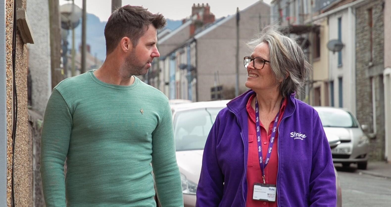 Stroke survivor Leighton with the Stroke Association's Deb