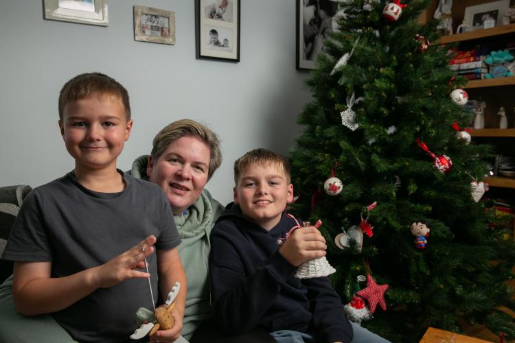 Stroke survivor Nicola Shaw and her two sons