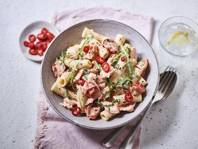 Salmon and rocket pasta