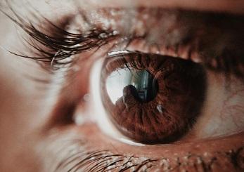 close up of brown eye