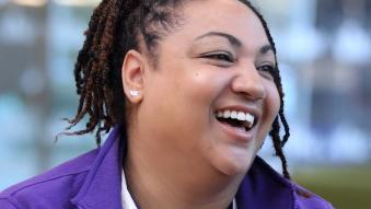 Stroke Association coordinator with stroke survivor 