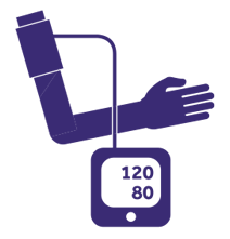 An icon of an arm getting a blood pressure taken