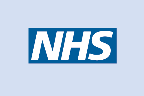 NHS logo on a blue background