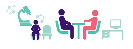 Illustration of people sitting at a table 