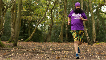 Man running in the woods